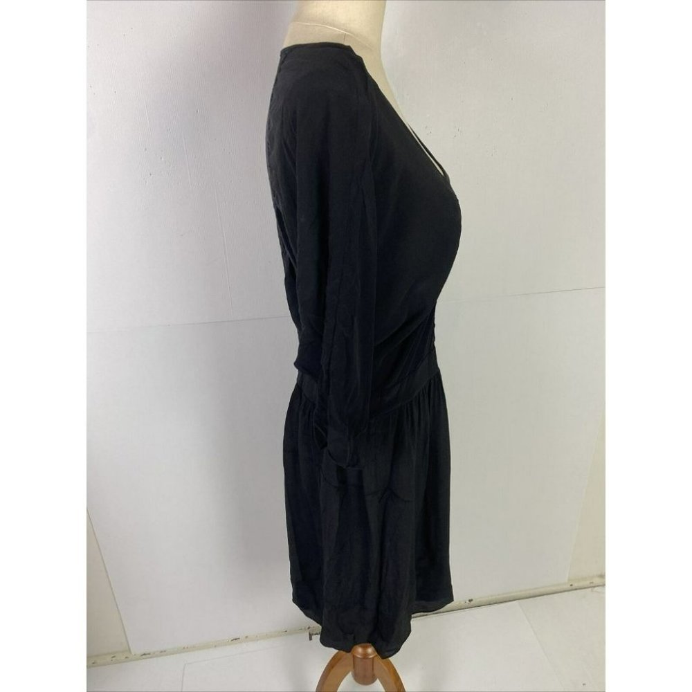 Portmans Size M Black Women's A-Line Dress 100% SILK - Picture 6 of 7
